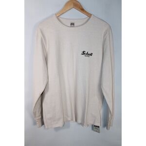 NWT Schott NYC Men's Medium Beige Long Sleeve Round Neck Perfecto T-Shirt